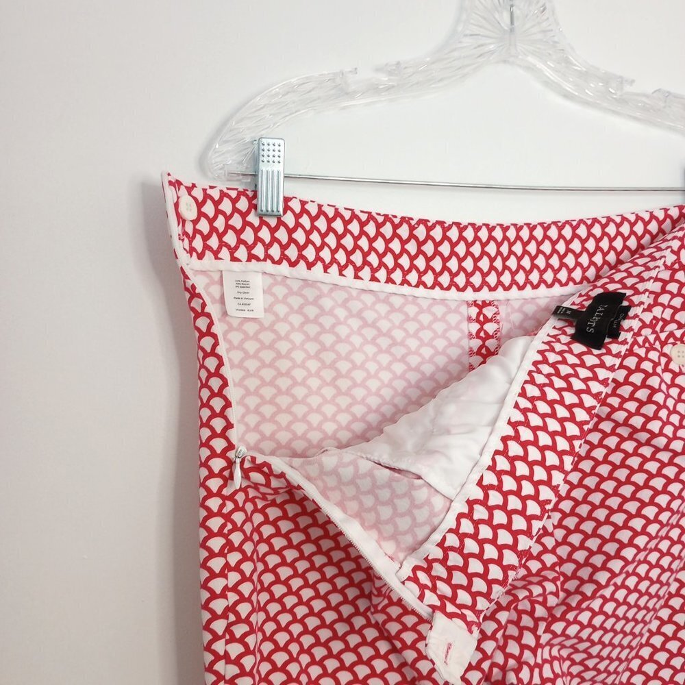 Talbots Chatham Red & White Scallop Print Ankle Pants - Picture 8 of 9